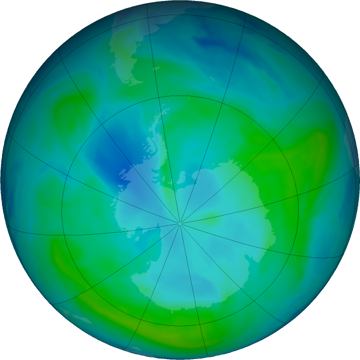 Antarctic ozone map for 04 February 2017